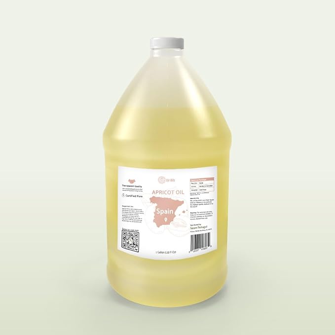 Apricot Kernel Oil - Direct from Spain and Turkey - 100% Pure Carrier Oil for Hair, Face, and Skin - Cold-Pressed Carrier Oils (1 Gallon)