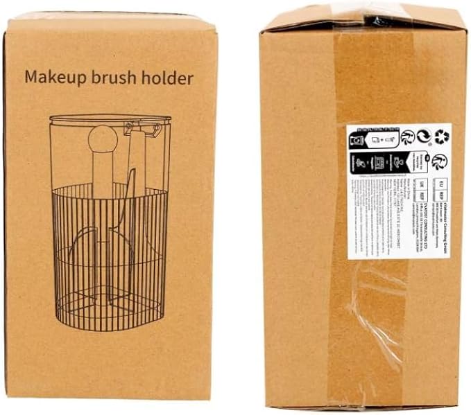 JessLab One-Touch Pop-Up Makeup Brush Organizer with Lid, Dustproof Cosmetic Brush Holder, 4-Compartment Large Capacity for Vanity, Bathroom Countertop, White