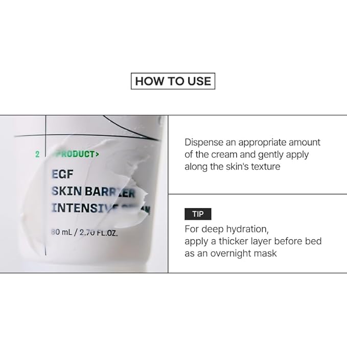 Zipiderm EGF Skin Barrier Intensive Cream, Barrier Repair Cream, Korean Hydrating Moisturizer for Sensitive, Damaged Skin, Redness & Dryness, Non-comedogenic tested, 2.70 fl oz