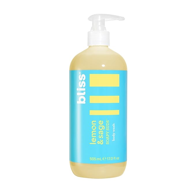 Bliss Soapy Suds Body Wash - Lemon and Sage - 17 Fl Oz - Gentle and Hydrating for Supremely Soft Skin - Paraben Free - Vegan & Cruelty Free