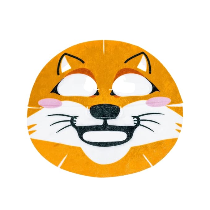 Epielle Animal Character Sheet Masks Fox 6 Pack, Defoxifying & Renewing Face Mask Skincare Set with Melon & Hibiscus, Girls Spa Party Favors, Sleepover, Self Care Gifts for Women, Korean Skin Care