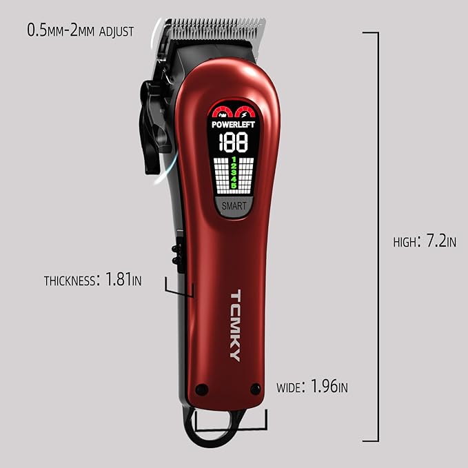 Hair Clippers for Men Professional Clippers for Men Cordless&Corded Barber Clippers for Hair Cutting & Grooming. Rechargeable Hair Trimmer Kit for Household (Red)