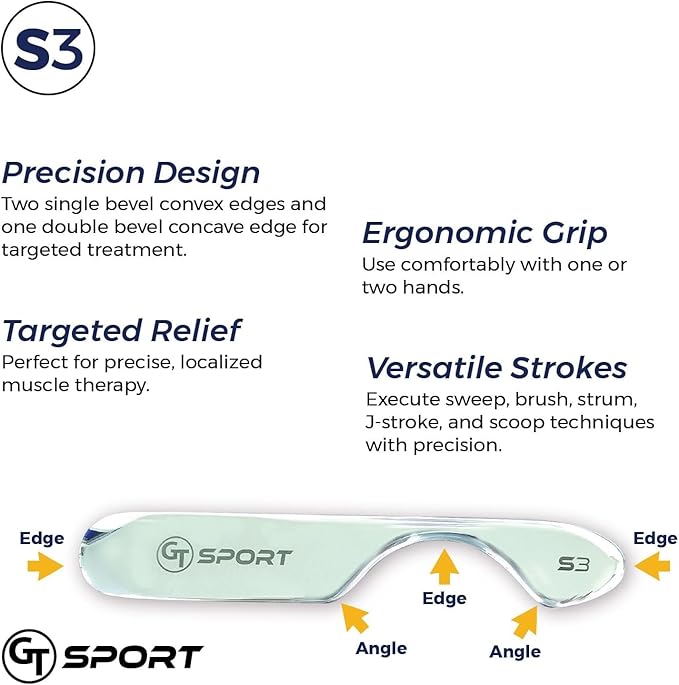 GT Sport Precision Muscle Scraper Tools Bundle - Includes S1, S2, S3 + 2 Hour Training. Myofascial Massage Treatment. Professional-Grade IASTM and Physical Therapy Gua Sha, Graston Like Massage Tool