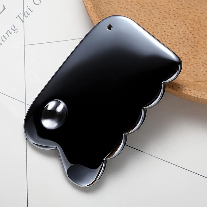 HOTACE Terahertz Energy Stone Gua Sha Scraper Tools Lymphatic Drainage Massager Facial Beauty Tools-Wave Shape