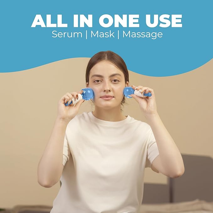 Ice Globes for Face 2Pcs โ Enhancing Daily Beauty with Ice Globes for Facials, Skin Tightening & Anti-Aging โ Perfect Facial Ice Globes for Puffiness & Wrinkles of Face, Neck & Eyes โ Blue