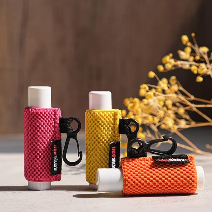 3PCS Lip Balm Holder Sleeves Keychain Blue)