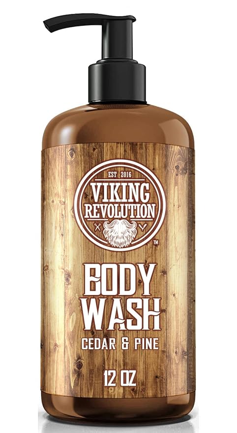 Viking Revolution Men's Body Wash - Cedar and Pine Oil Body Wash for Men - Mens Natural Body Wash with Vitamin E and Oregano Oil - Mens Shower Gel Liquid Soap - Cedar Oil Mens Bodywash (2 Pack, 12oz)