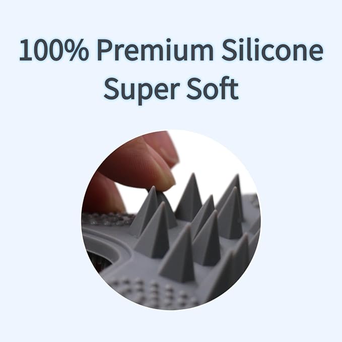 LUCKSTELLA 100% Silicone Dual-Sided Shower Brush – Star-Shaped Body Scrubber & Scalp Massager, Gentle for Hair & Skin (Silver-Gray)