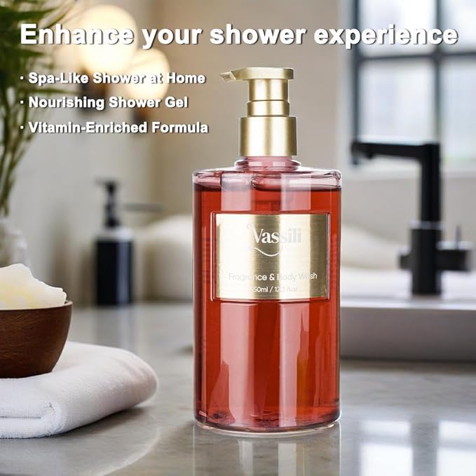 Vassili Fragrance Body Wash - Long-Lasting Aroma with Exotic Notes,Moisturizing & Gentle,For All Skin Types,Easy Rinse,12.3fl oz (Lush Reverie)