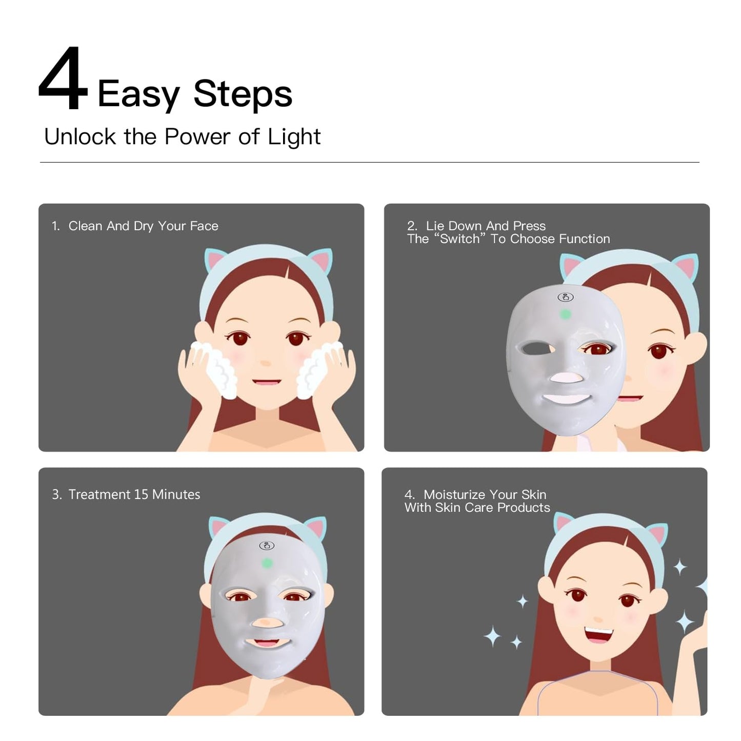 Red Light Therapy Mask for Face, Blue Red LED Light Therapy Device, 7+1 Colors LED Facial Skin Care Mask At Home, USB Rechargeable,Portable