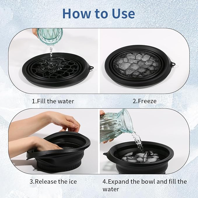 depvision Ice Bowl for Face Foldable Facial Ice Bath Bowl Kit Silicone Ice Pack Portable Face Ice Bath with Built-In Icetray for Cold Compress Skin Tightening Puffiness Relief Glowing Skin Beauty Tool