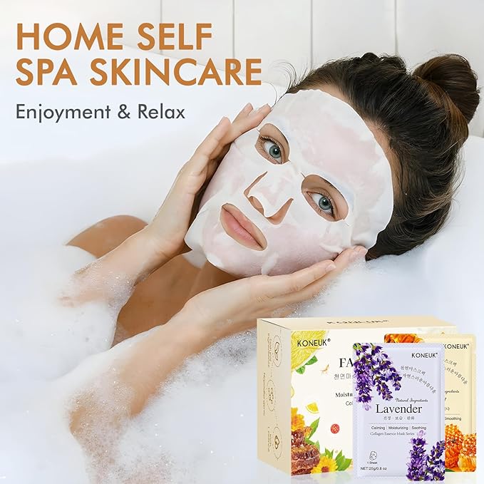 60 Pack Collagen Essence Face Masks Skincare for Women, Hydrating Sheet Face Masks Suitable for Dry and Sensitive Skin, Bulk Facial Masks for Women Skin Care, Face Mask Gifts Set for Spa Party