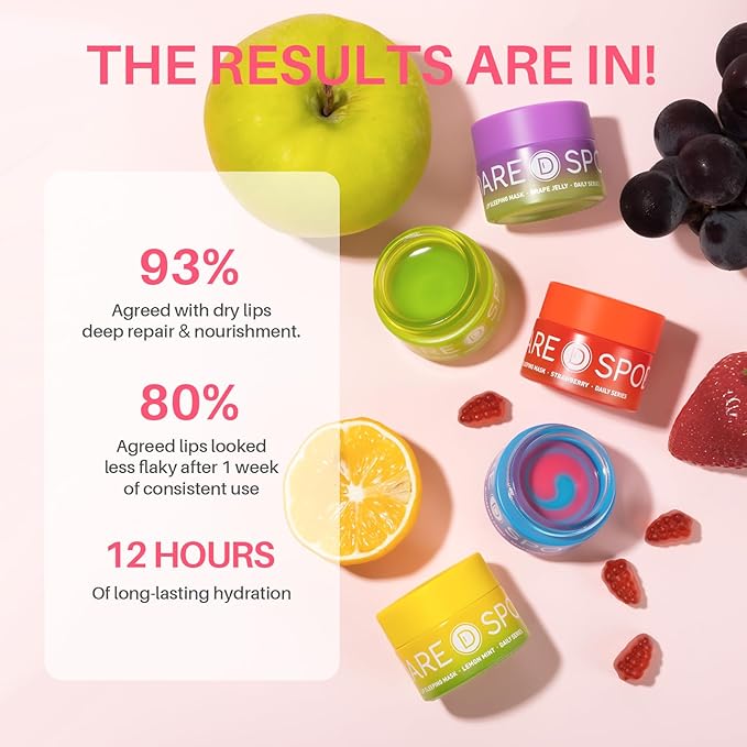 3-in-1 Dual-Color Sleeping Lip Mask Set – Blueberry, Grape & Lemon | Hydration & Repair for Dry Cracked Lips, Infused with Grape Seed Oil and Citrus Extracts for Rejuvenates Lips, 1.26 Fl Oz