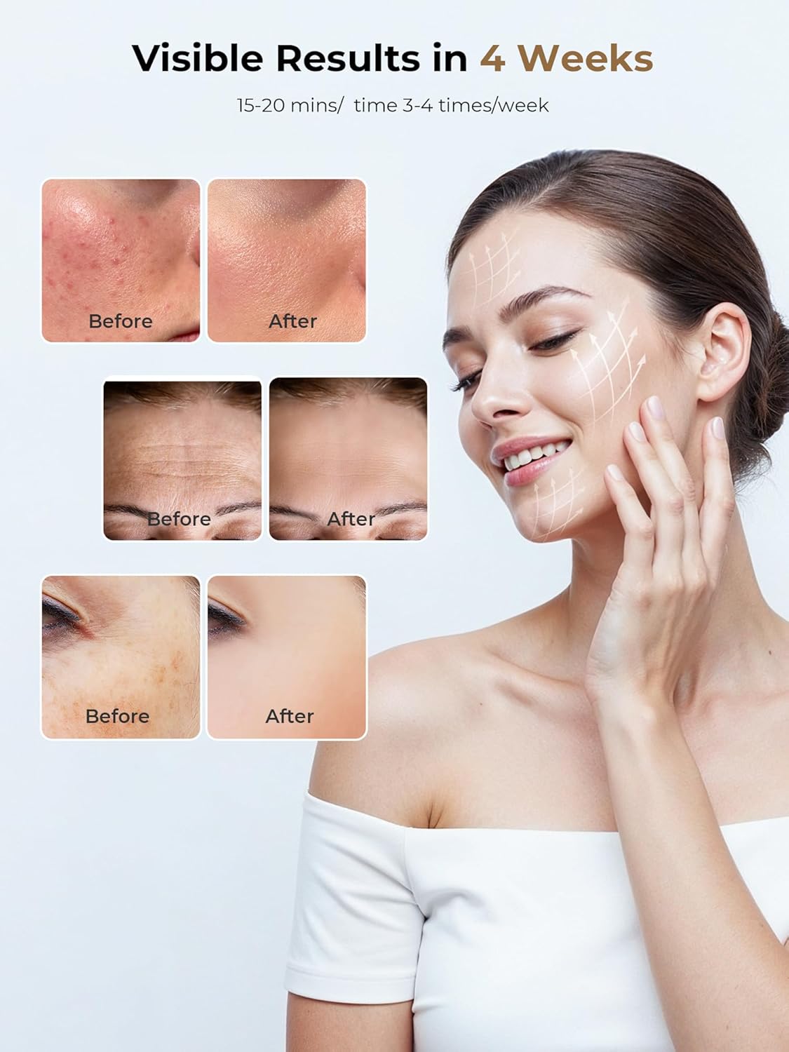 LED Light Therapy mask (E106A) for Face, LED Light Therapy Mask with Adjustable Brightness and Timer, Soft Silicone Red Light Therapy Mask for Home & Travel