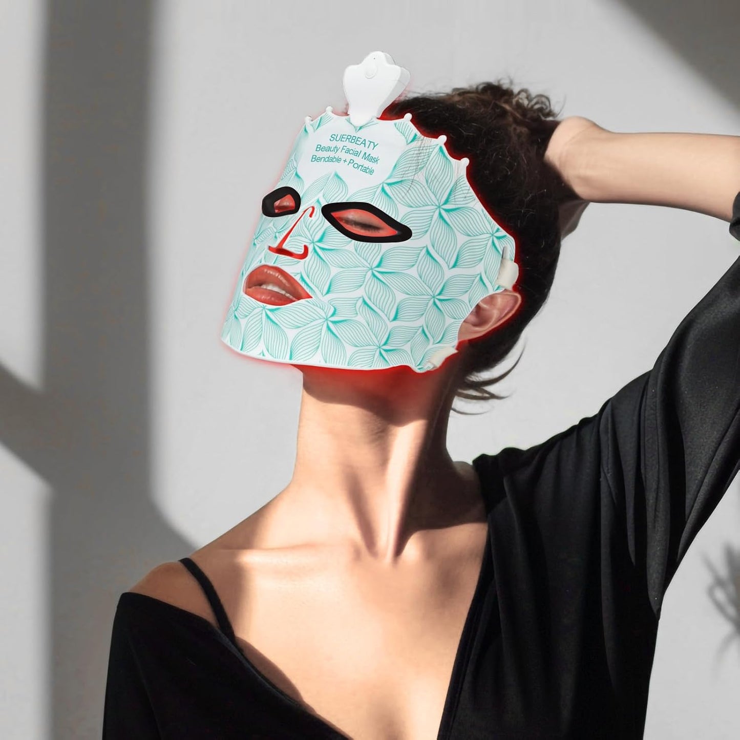 SUERBEATY Red Light Mask for Face, 7 Colors Red Light Mask, Cordless & Portable for Home & Travel, Rechargeable, Lightweight, Facial Skin Care for Women - Mom, Sister, Girlfriend and Wife - Green