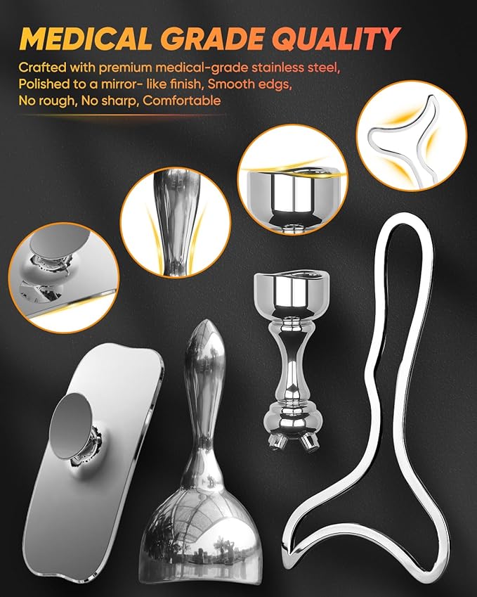 ONUEMP Stainless Steel Therapy Massage Tools, Gua Sha Scraping Body & Face Massager, Maderoterapia Kit Colombiana for Ice Body Sculpting, Lymphatic Drainage, Cellulite Remover, Relieve Sore Muscle