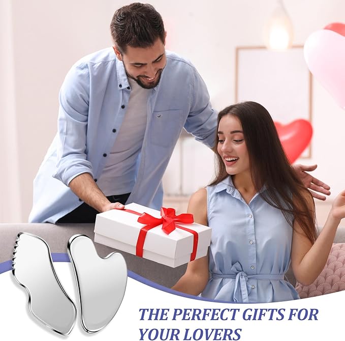 2 Pcs Stainless Steel Scraping Facial Tool for Jawline Sculpting and Decongestive Lymphatic Drainage, Face Massager Tool