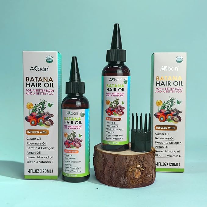 100% Pure Batana Oil for Hair Growth with Castor, Rosemary, Pumpkin, Infused With Biotin, Keratin & Vitamin E, Premium Hair Blend Oils for Hair Growth & Strengthening Hair Treatment, 4 FL OZ