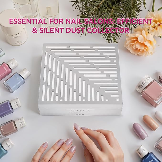 Makartt Rechargeable Nail Dust Collector - Machine Ultra Thin Nail Vacuum Dust Collector for Acrylic Nails Drills Portable SYMPHONEE Nail Dust Extractor with Reusable Filter White