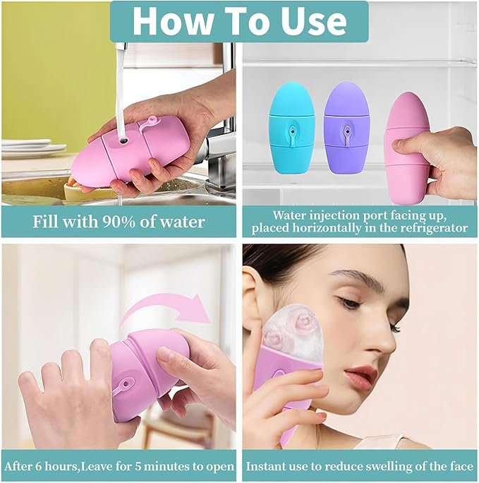 Ice Roller for Face and Eye Massager for Face, Eyes and Neck Naturally Conditioning and Skin Care,De-Puff Eye Bags,Reduce Migraine Pain,Reusable Massage Silicone Ice Mold (Green)