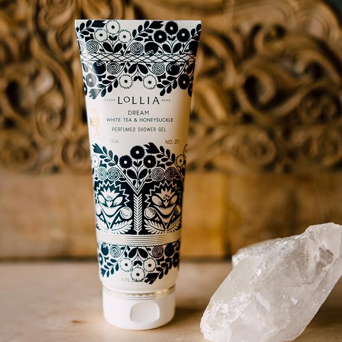 LOLLIA Dream Shower Gel, 8 fl. oz. – White Tea & Honeysuckle – Scented Shower Gel Body Wash, Shea Butter Body Wash, Bath Wash for Women, Beautiful Shower Gel, Moisturizing Body Wash