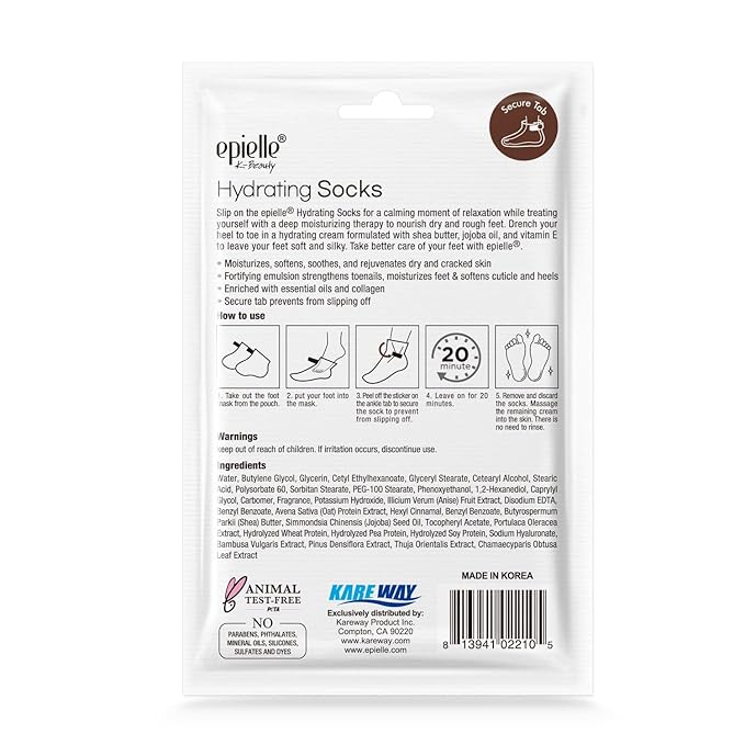 Epielle Hydrating Hand & Foot Masks 12 Pairs, Deep Moisturizing Socks & Gloves, Soften Dry Hands & Cracked Heels with Shea Butter & Jojoba Oil, Korean Skin Care, Foot Spa, Self Care Gifts for Women