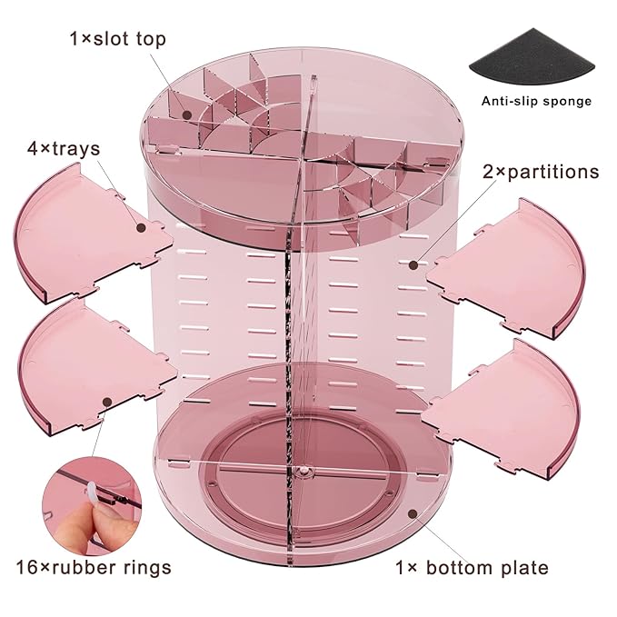 360 rotating makeup organizer with