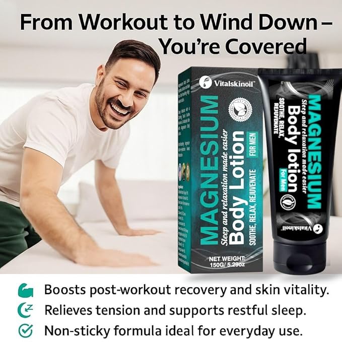 Magnesium Glycinate Body Lotion ache soothing, promotes sleep and relaxation. Cologne Scented, 5.29 oz, Sleep Easy Formula