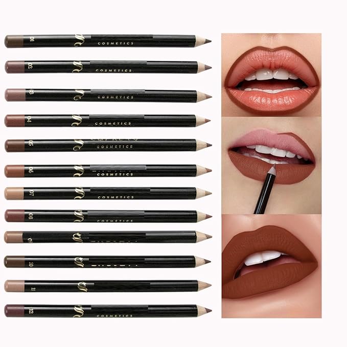 MAEPEOR Matte Lip Liner 12 PCS Nude Brown Highly
