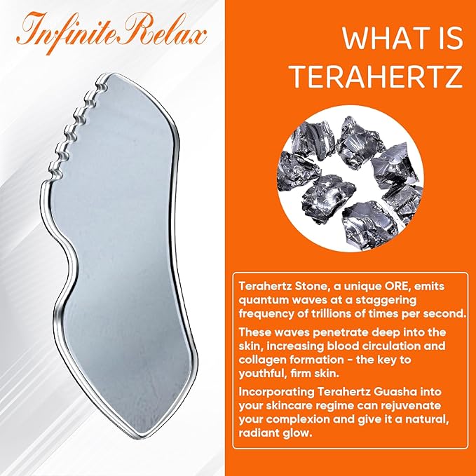 Terahertz Gua Sha Facial Tools Stone for Lymphatic Drainage, Reduced Puffiness, Relieved Facial Tension – 100% Natural Terahertz Stone Skin Care Tools
