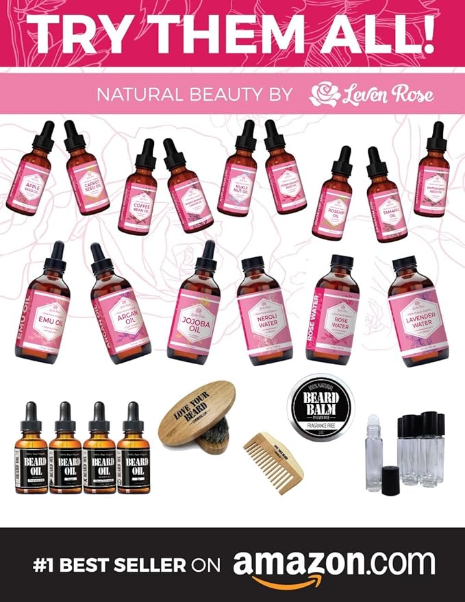 Leven Rose Argan Oil for Face, Hair and Skin - 4 oz 100% Pure Moroccan Cold-Pressed Organic