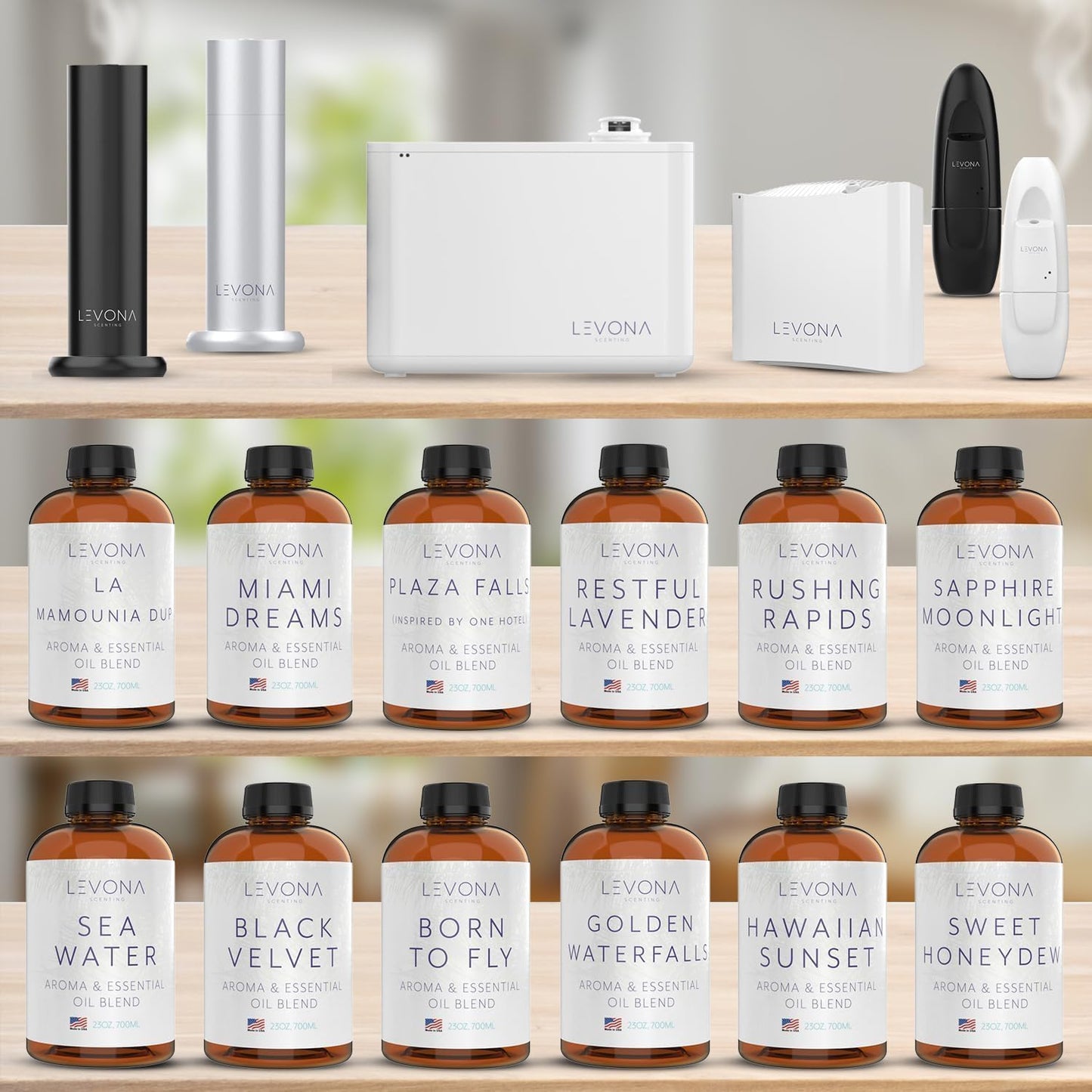 Levona Scent Pure Essential Oils: Blue Tranquility Essential Oils - Home Luxury Scents for Diffusers for Home, Hotel & Office - Scented Fragrance Oil Blends - Essential Oil for Humidifiers - 700 Ml