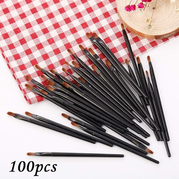 100 Pieces Disposable Lip Brushes Multifunctional Beauty Makeup Brush Lipstick Gloss Eyeshadow Applicator Smudge Cosmetic Tool Set