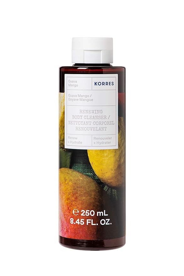 KORRES Renewing Body Cleanser, Guava Mango, Foaming Shower Gel For Women & Men With Hydrating Greek Botanicals, Body Wash For Smooth Skin, Vegetarian & Cruelty Free, Made In Greece, 8.45 Fl Oz