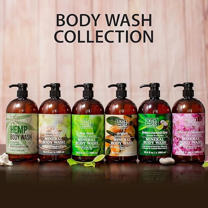 Dead Sea Collection Almond Vanilla Body Wash for Women and Men – Almond Vanilla Scent with Dead Sea Minerals – Moisturizing Shower Gel for Dry & Sensitive Skin – 33.8 fl oz