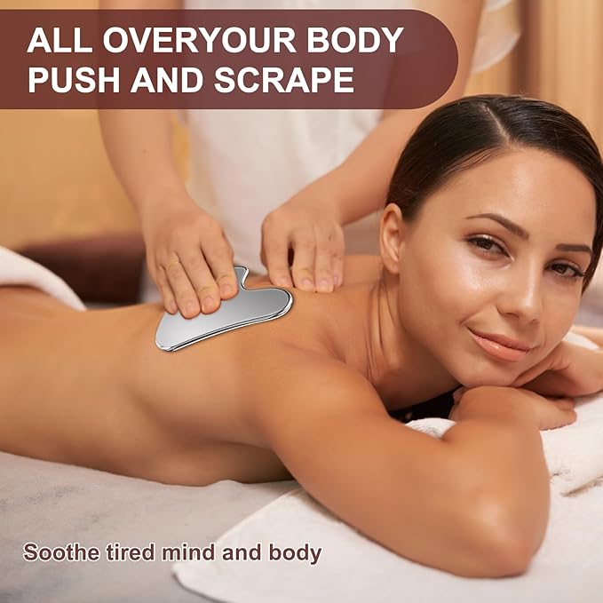 Stainless Steel Gua Sha Facial Tools, Upgrade Metal Gua-sha, Guasha Tool for Face and Body Treatment, Muscle Tension and Puffiness Relief for Guasha Tool, Skin Care Gifts for Women