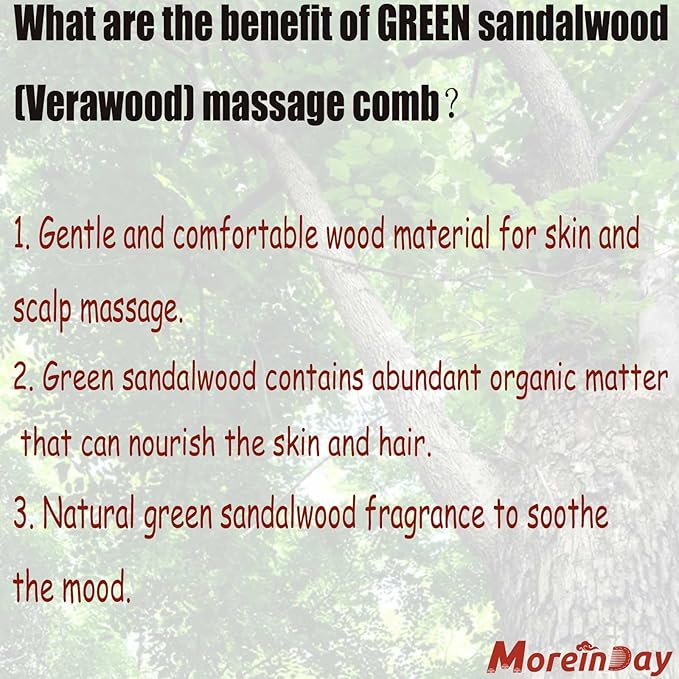 Wooden Scalp Massager Comb - Green Sandalwood Loc Comb for Hair Growth, Gua Sha for Women and Men