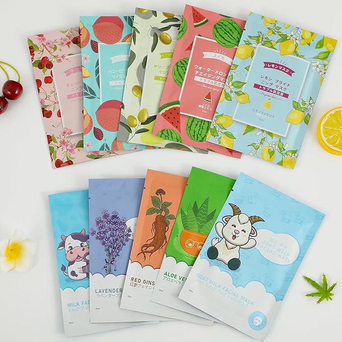 20 Sheets Face Masks Skincare,Hydrating Face Masks Suitable for All Skin Types,Facial Masks for Women Skin Care, Soothe and Moisture Face Sheet Masks for Spa