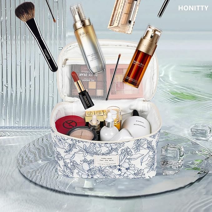 Makeup bag, quilted makeup bag,large