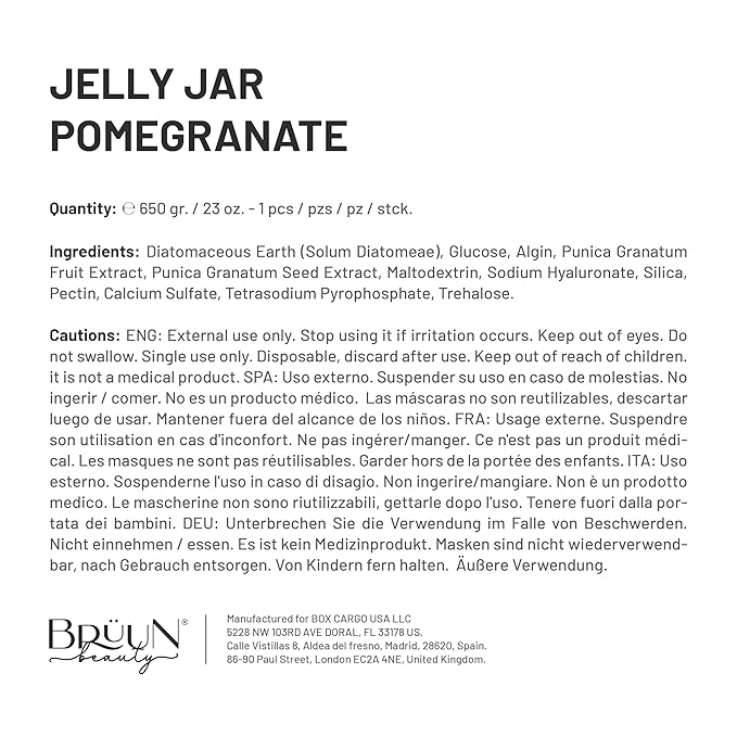 BRÜUN Peel-Off Pomegranate Jelly Mask for Face Care – A 23 fl oz Rubber Jar for 30 to 35 Treatments – A Skin Care Moisturizing Gel Mask of Spa Set for Men, Women and Adults