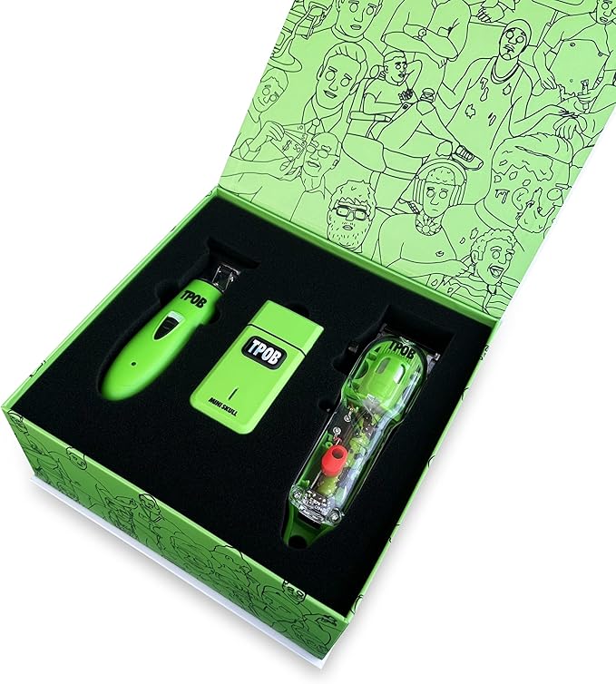 TPOB Slime 2 Barber Hair Clippers Trimmer Shaver Set for Men with Matte Green Case and X Fade Blade