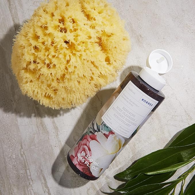KORRES Renewing Body Cleanser Grecian Gardenia, Foaming Shower Gel with Aloe, Wheat Proteins & Marshmallow Root, Gentle Wash Retains Skin Hydration for Soft Supple Feel, Vegan Formula, 8.45 Fl Oz