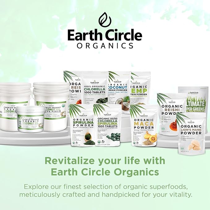 Earth Circle Organics Premium Ultra-Pure Unrefined Cold Pressed Extra Virgin Coconut Oil - Gluten-Free, Keto & Paleo Friendly - Raw Coconut Oil for Skin & Hair Care, Cooking, Baking & More - 1 Gallon