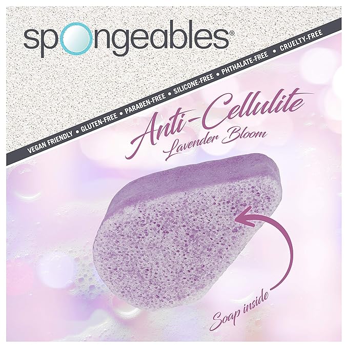 Spongeables Anti Cellulite Body Wash in a 20+ Wash Sponge, Lavender, 1 Count