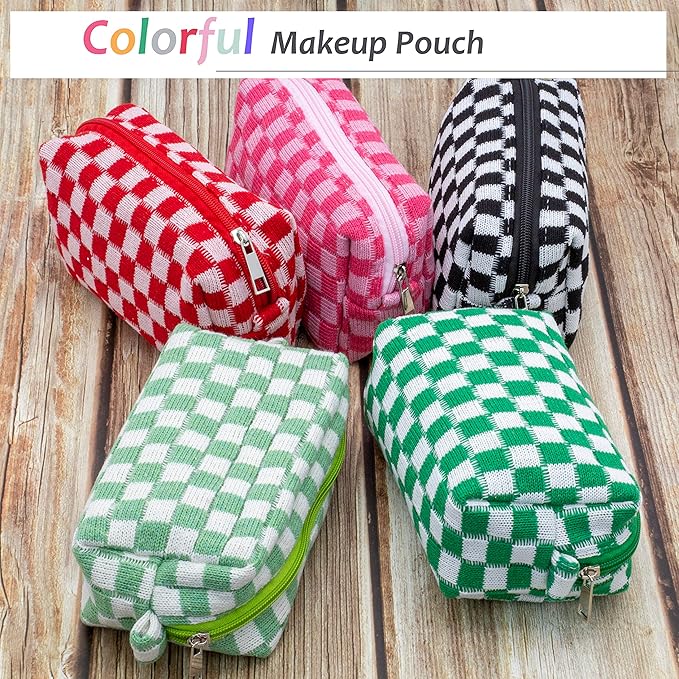 Pazimiik checkered makeup bag for