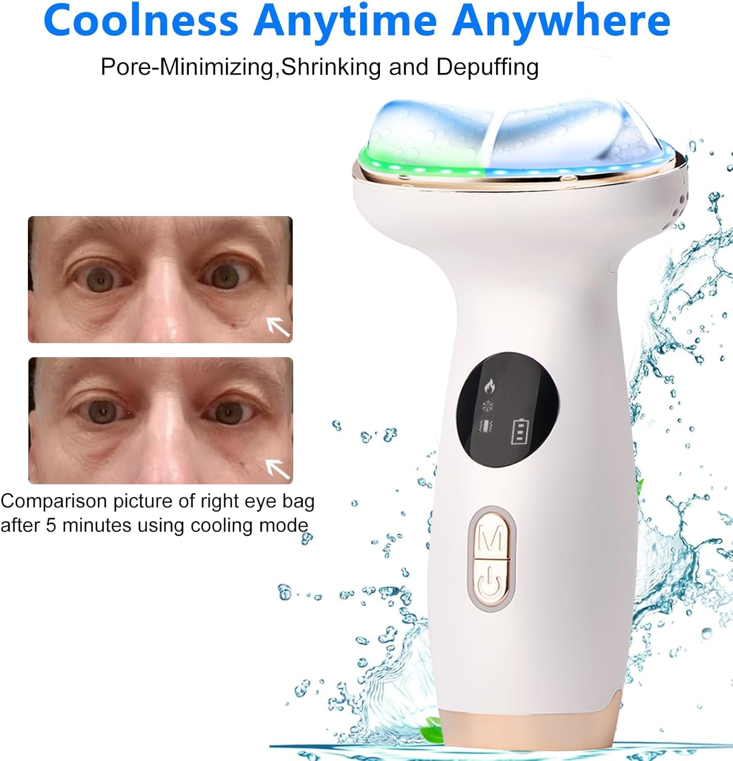 Cold Heat Facial Massager Red Light Therapy for Face Neck Eye Lifting Firming Depuffing,7-In-1 LED Facial Sculptor Skin Care,Cooling Electric Gua Sha Lift Device Reduce Forehead Frown Smile Line