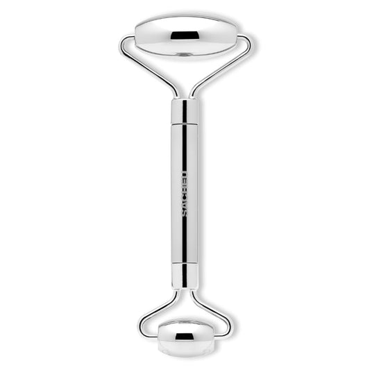 Stainless Steel Face Roller Skin Care and Lymphatic Drainage — Cooling Metal Roller for Puffiness, Wrinkles, and Face Lifting, Dual-Sided Facial and Eye Massager with Travel Pouch