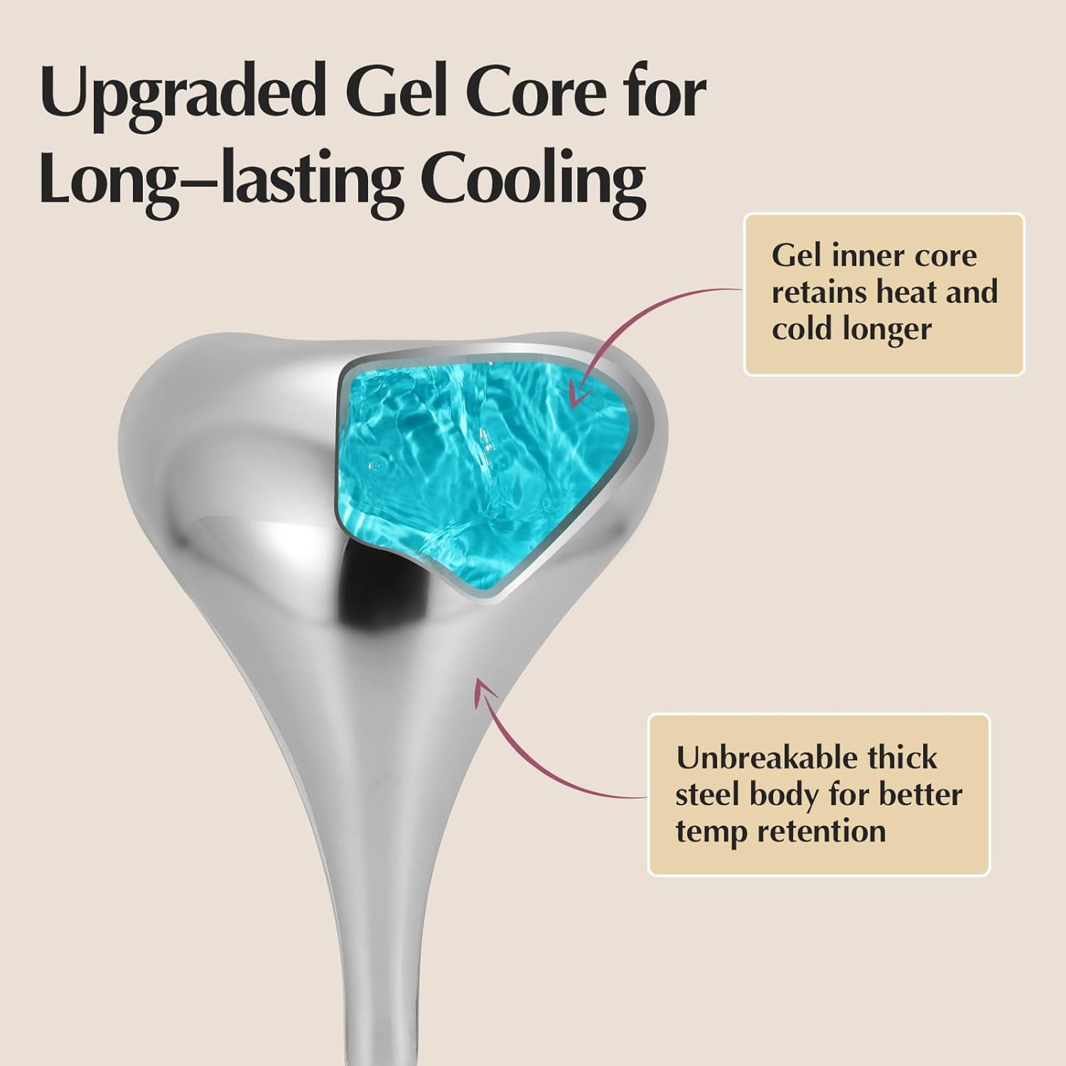 2-In-1 Gua Sha Cryo Sticks, Facial Skin Care Tools for Women Face and Eyes Massage, Unbreakable Stainless Steel Esthetician Supplies, Cooling Spa Ice Globes Roller with Carry Case