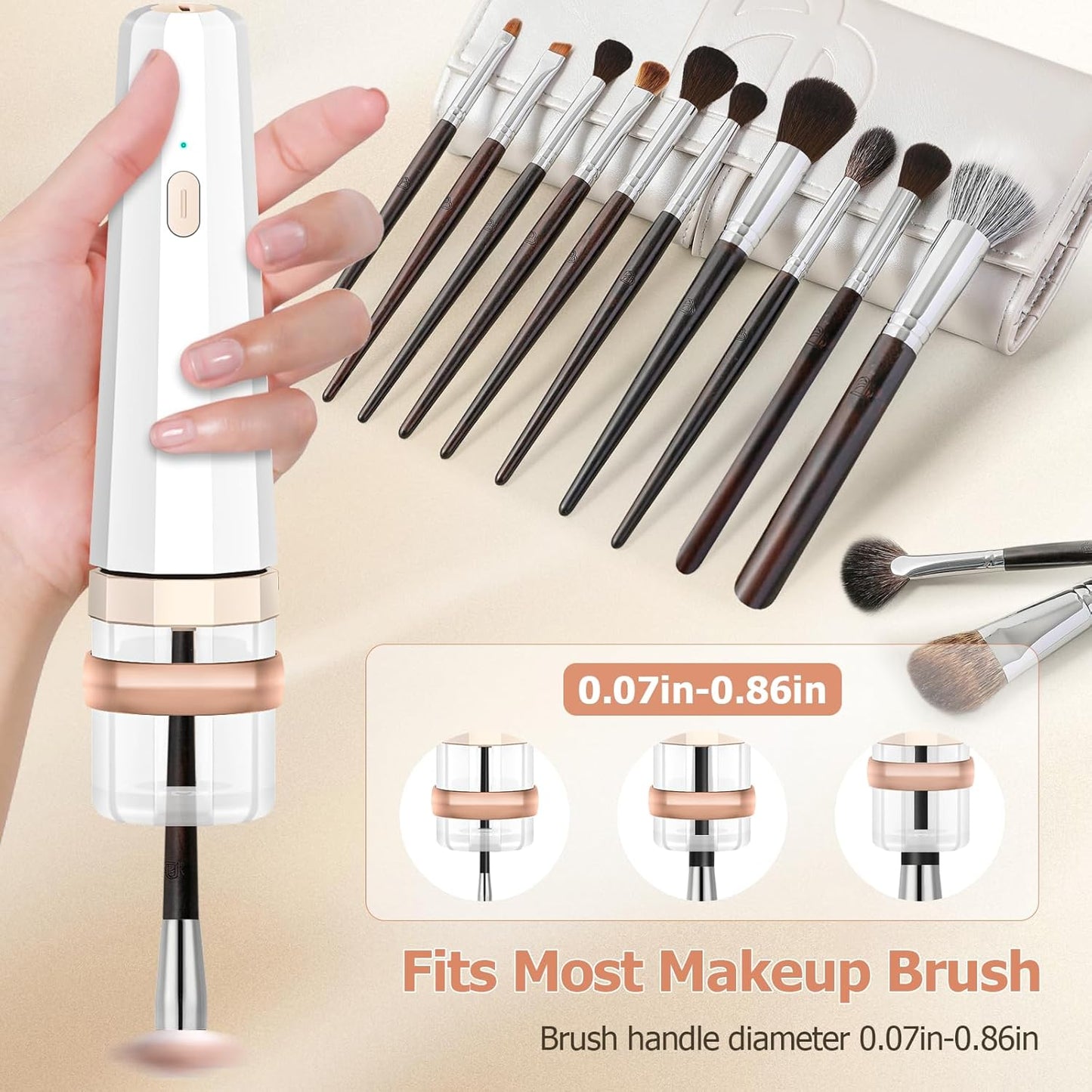Makeup Brush Cleaner and Dryer Machine with Makeup Brush Holder, Fast Clean & Instant Dry, Portable Make up Brushes Cleaner Tool for All Size Foundation, Concealer & Powder Makeup Brushes Set