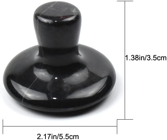 2 Pcs Mushroom Shaped Massage Stones Natural Bian Stone Hot Rock for Spa Massage (2-L, Black)